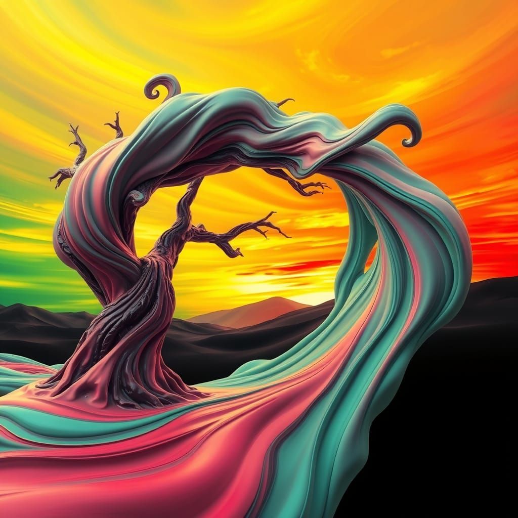 Surreal Slime Tree in Vibrant Abstraction