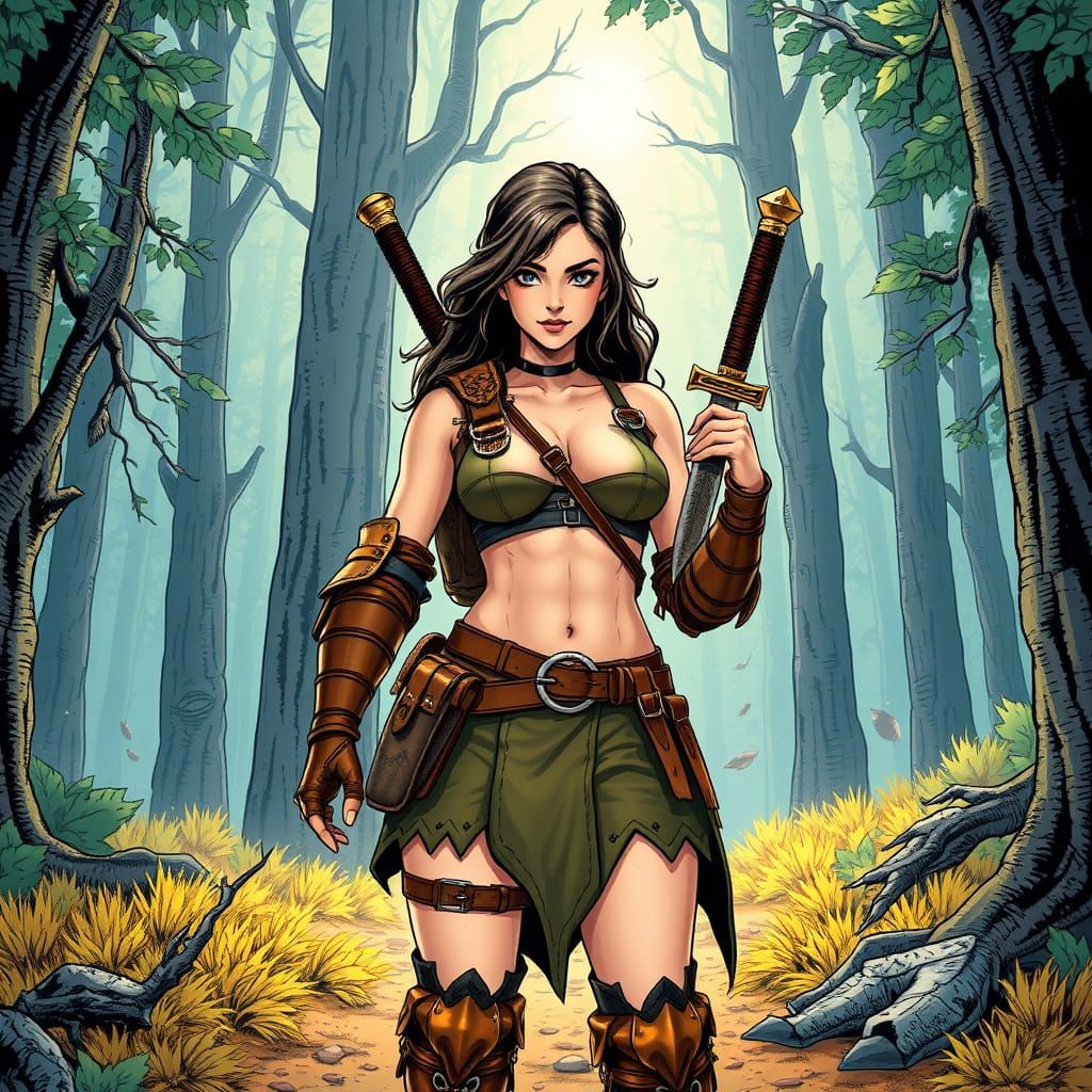 Mystical Forest Explorer in Anime Style