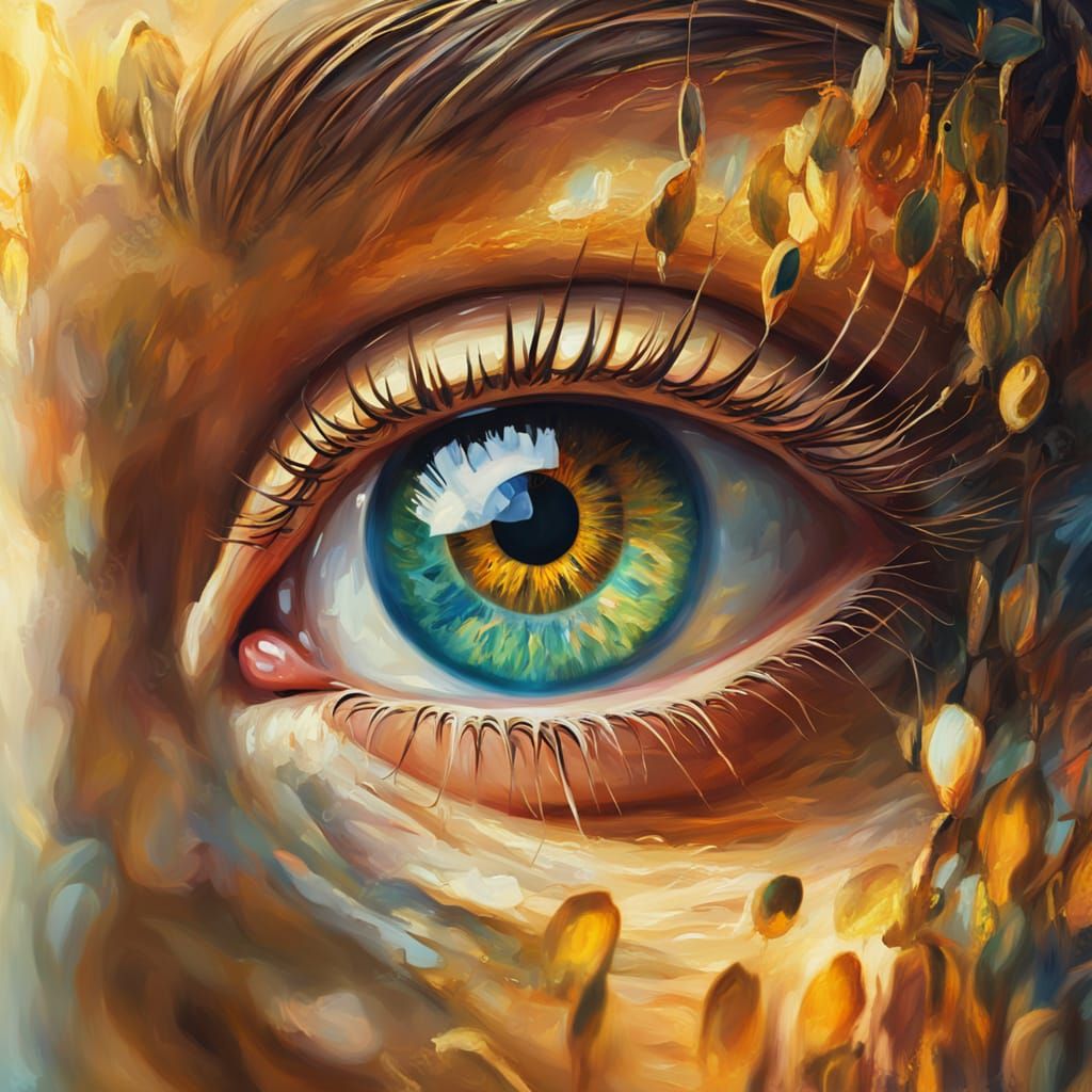 A magnificent close-up of an eye of a woman. The pupil of th...