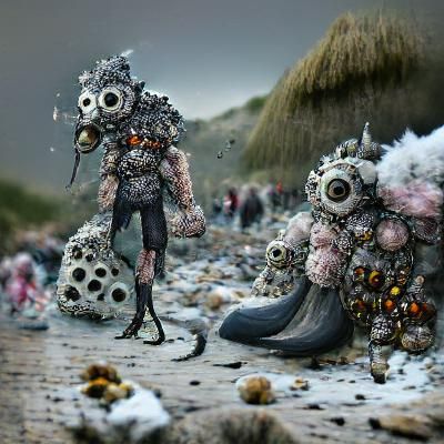 Barnacle Humanoid in Post-Apocalyptic Landscape