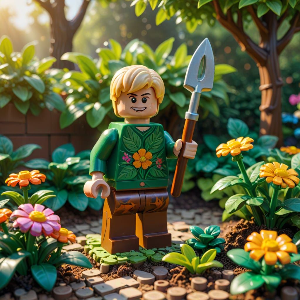 He-Man Lego Figure Plants a Garden in Toy Photography