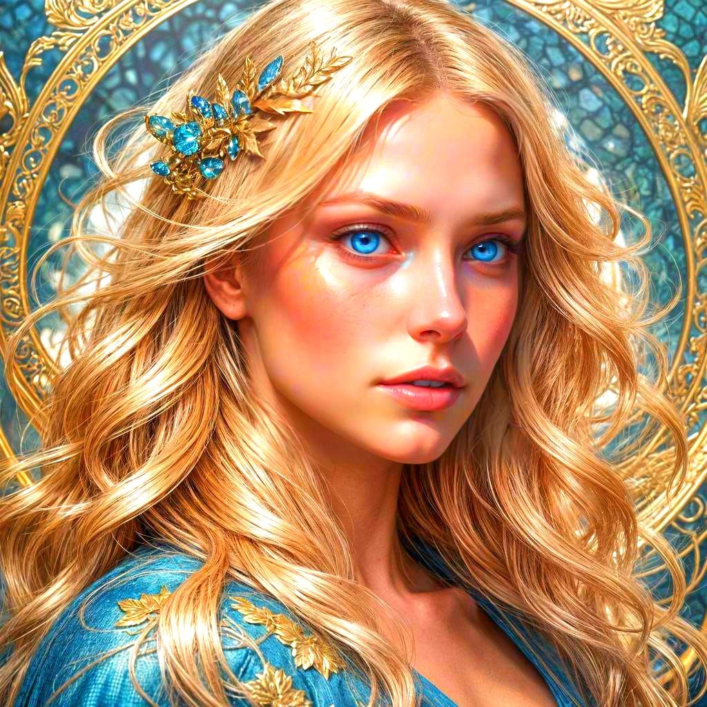 Sensual Blond Woman Portrait in Digital Art Style