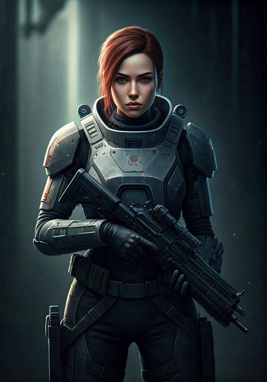Epic Female Sci-Fi Warrior in Tactical Gear