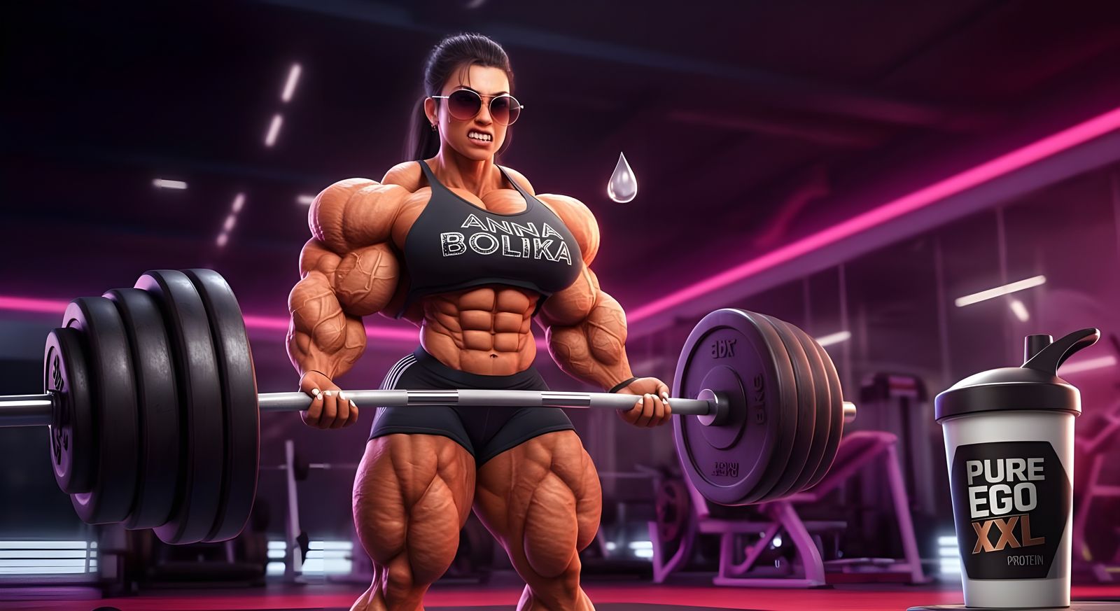 Humorous Pixar-Style Gym Scene: Anna Bolika Deadlifts
