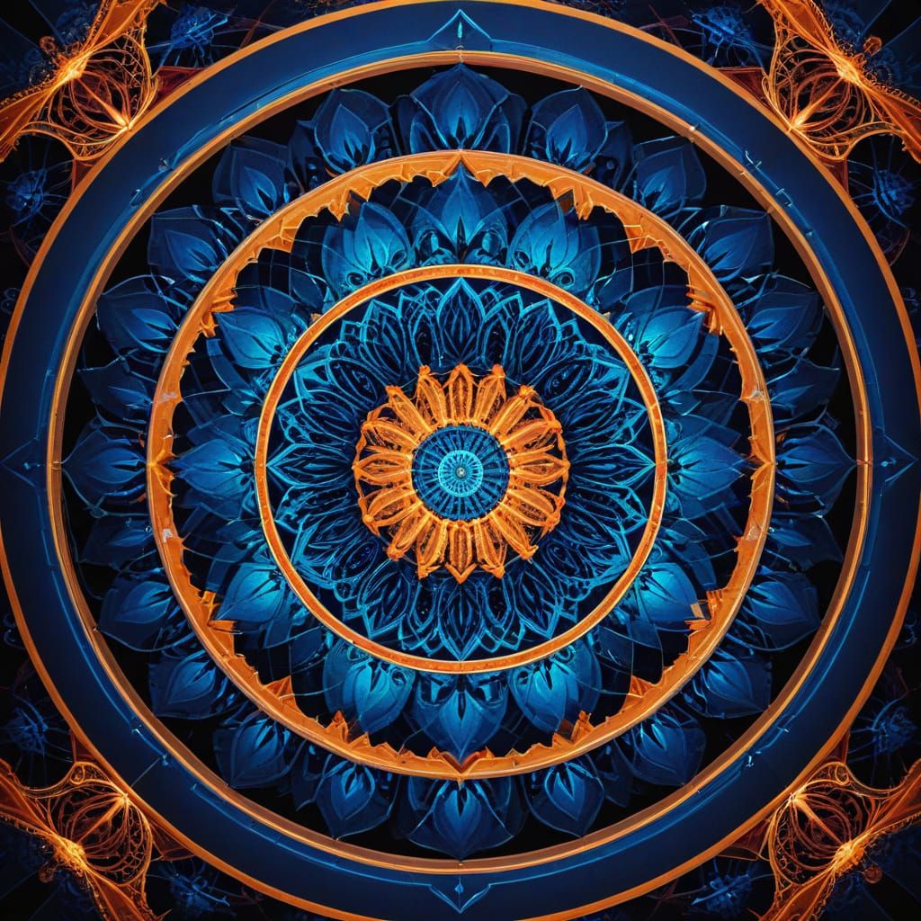 Intricate Geometric Abstraction Radiating from Center