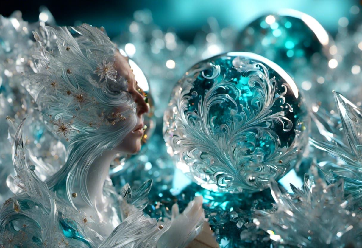 Crystalline Vista with Bejeweled Glass Orbs