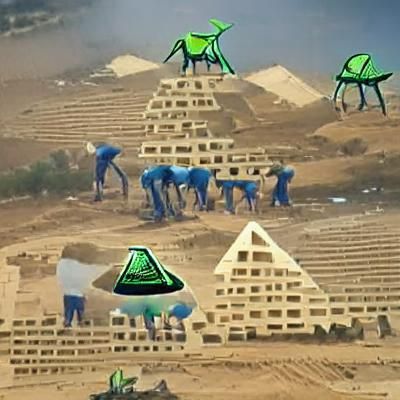 Aliens Building Pyramids with Advanced Technology