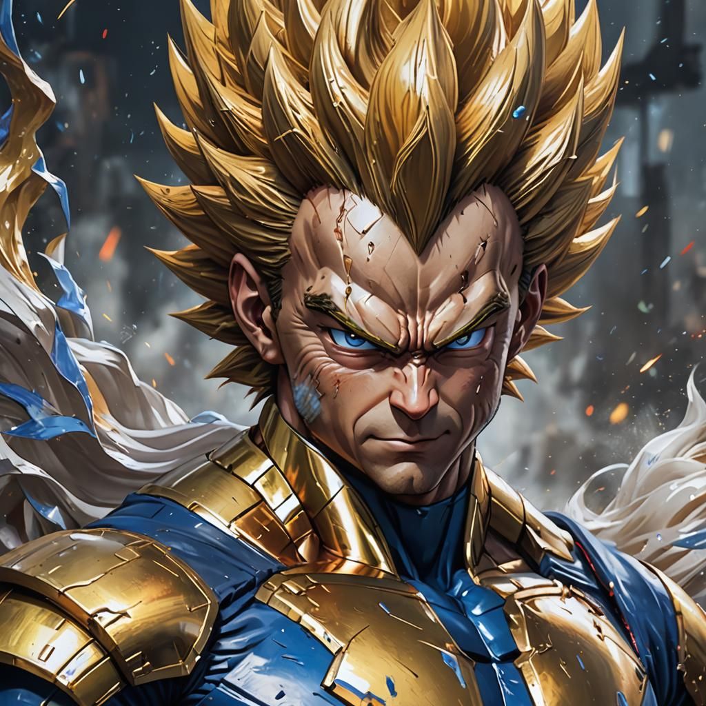 Vegeta Super Saiyan 4 Portrait in Detailed Concept Art