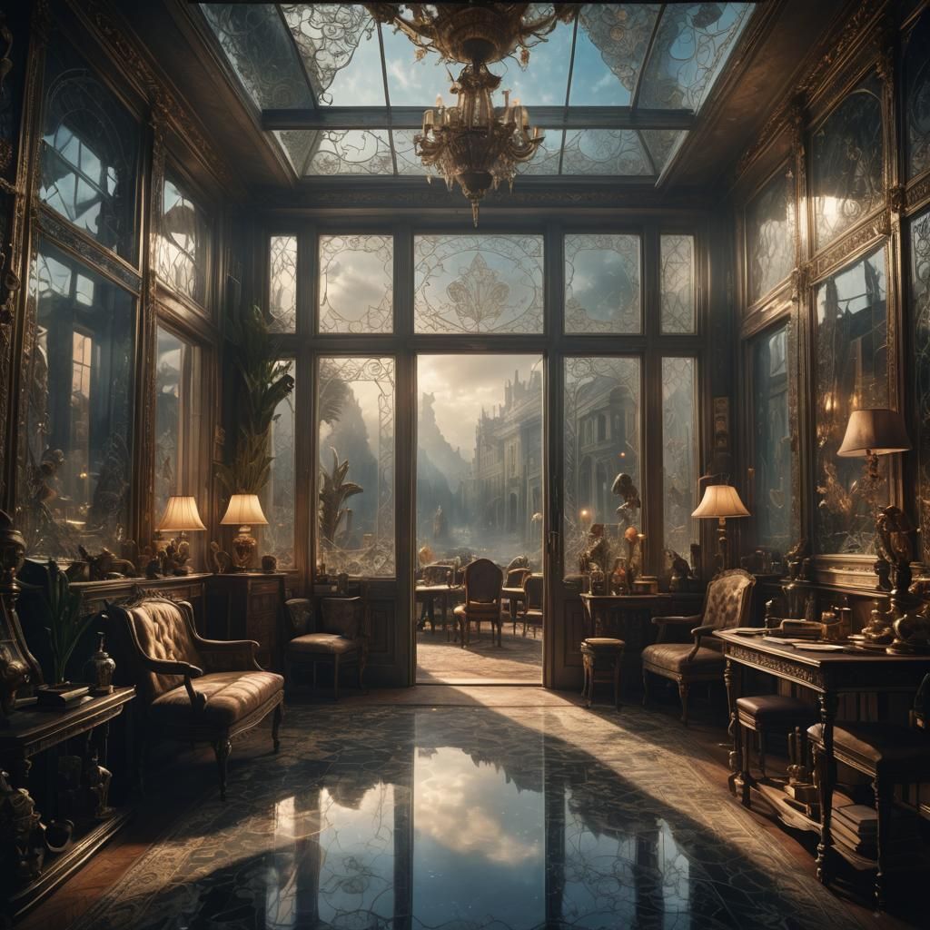 Etched Glass Portrait: Room with a View