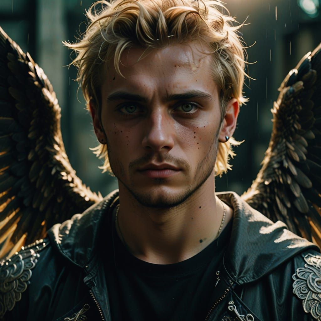 Punk Angel Portrait in Hyperrealistic Style