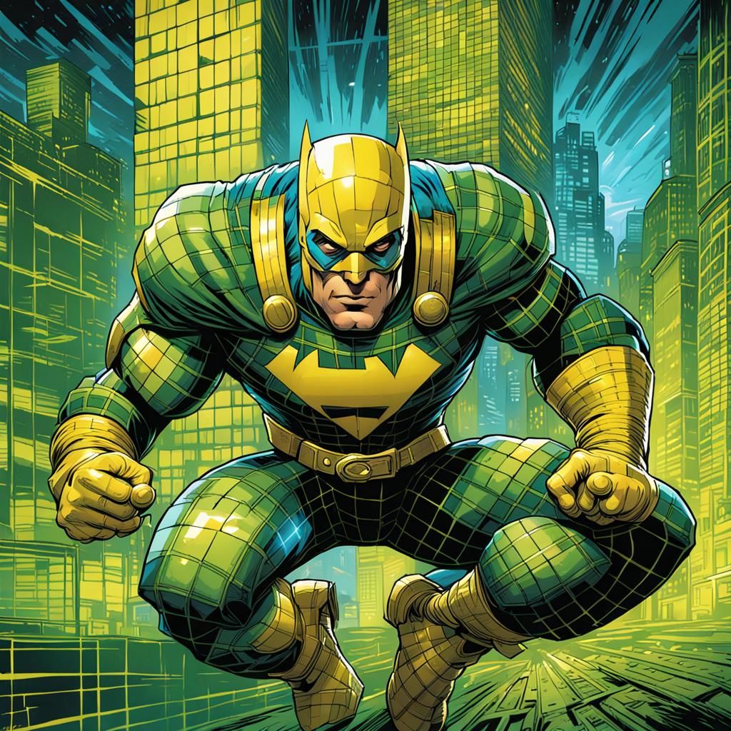 Plaid Superhero Comic Book Art