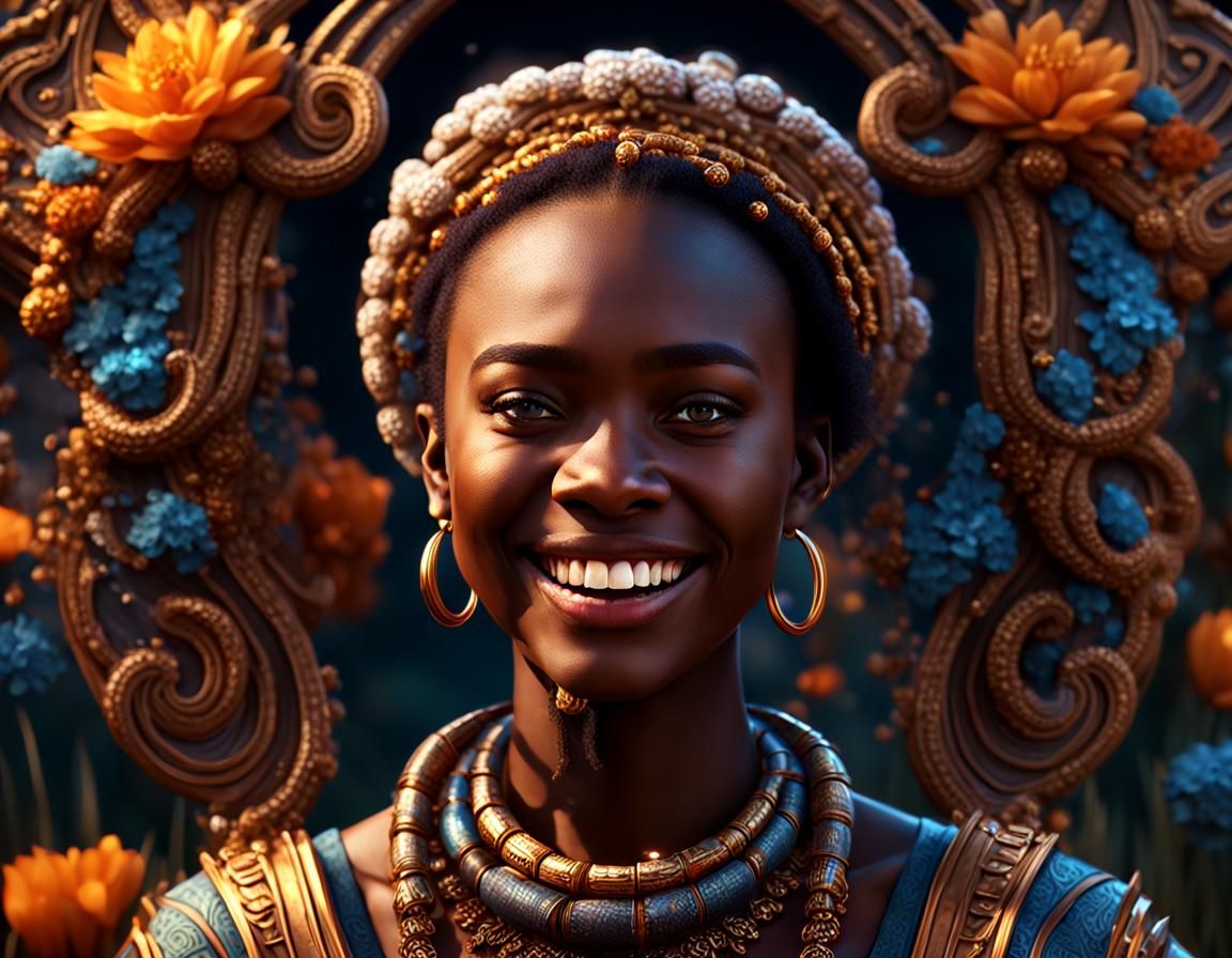 Melanin Portrait in Detailed Matte Painting Style