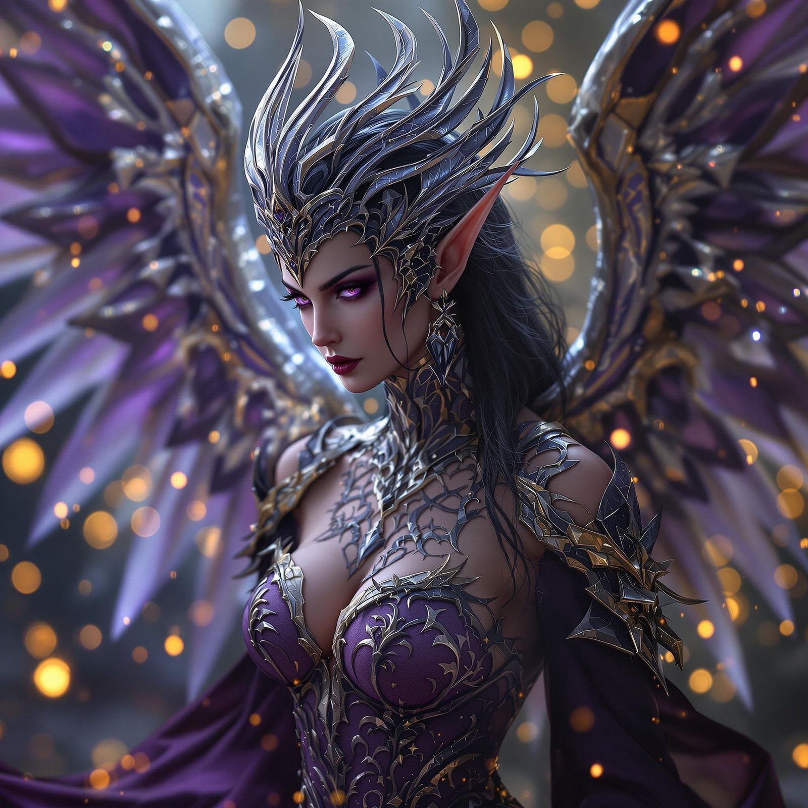 Ethereal Queen of Blades in Hyperrealistic Fantasy Art