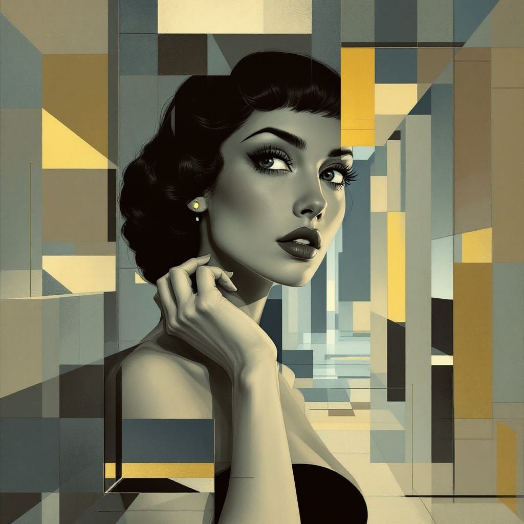 Pin-Up in Cubist Luminography Style