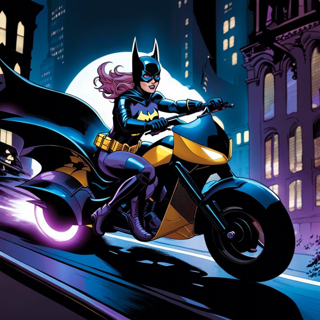 Batgirl Rides Batcycle from Gotham Knights
