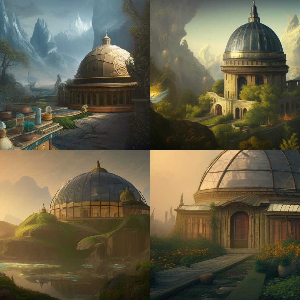Utopian Greenhouse Dome in Detailed Matte Painting