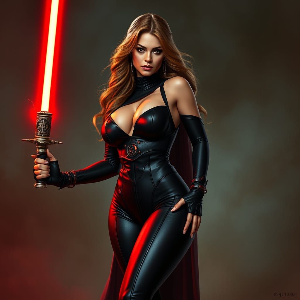 Seductive Sith Warrior in Dark, Gothic Sci-Fi Style