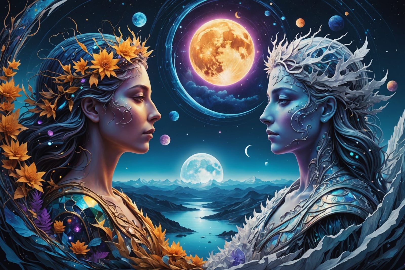 Surreal Winter and Summer Astral Illustration