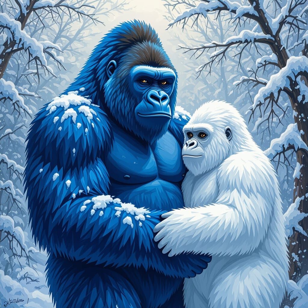 Blue Gorilla on White Gorilla, Contemporary Art