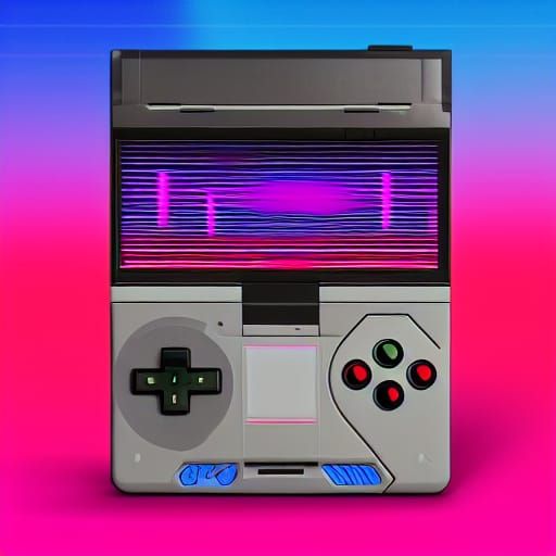 Sega Dreamcast Gamecube Hybrid in Synthwave Neon Style