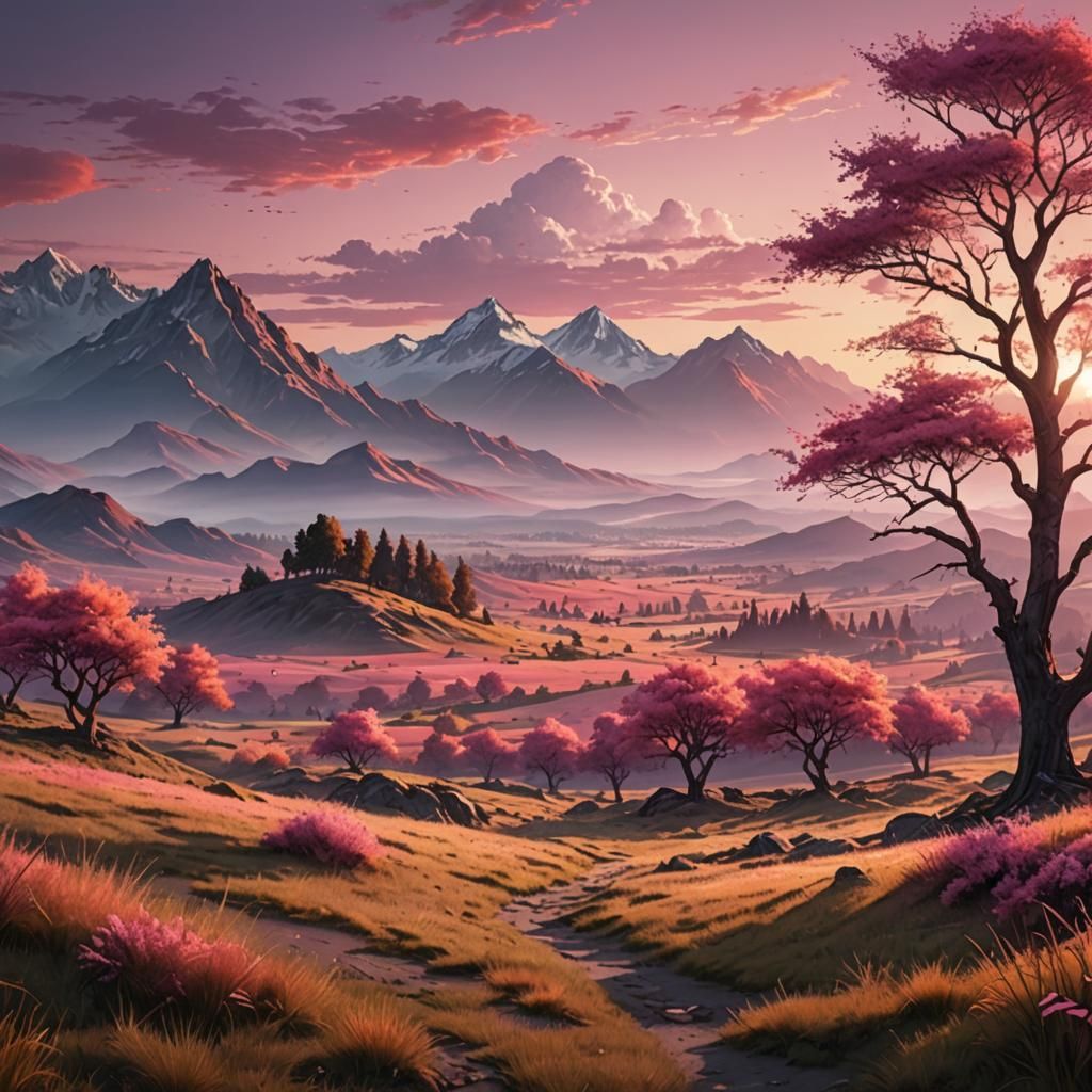 Sunrise Serenity: A Detailed Matte Landscape Painting