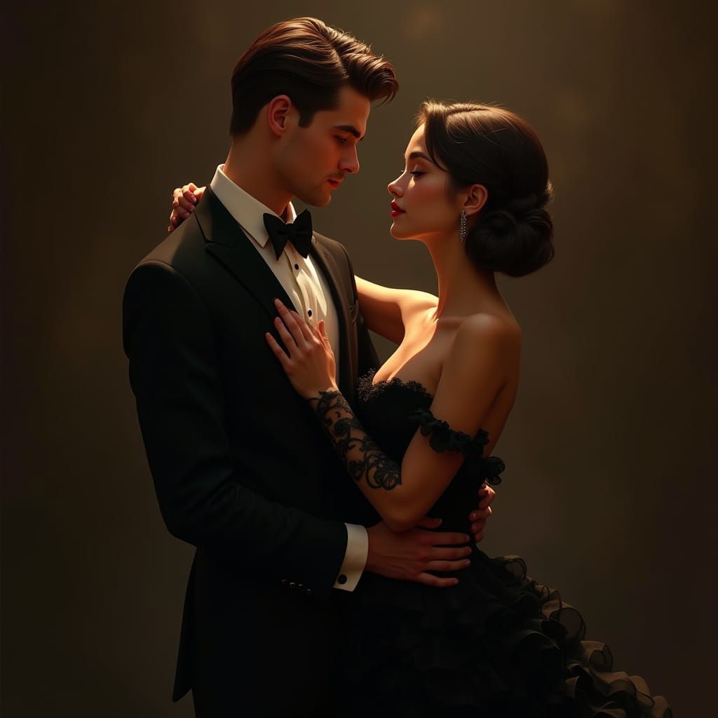 Elegant Prom Night Dance in Hyperrealism Style