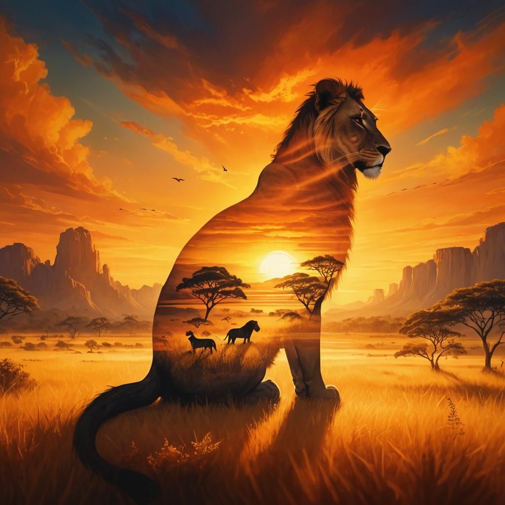 Savannah Day to Night Silhouette: A Fantasy Art