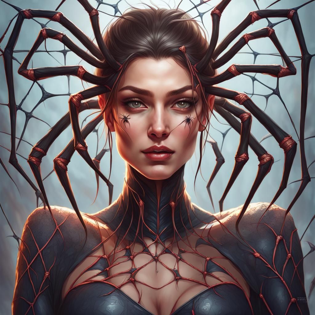 Spider Queen Portrait in Hyperdetailed Style