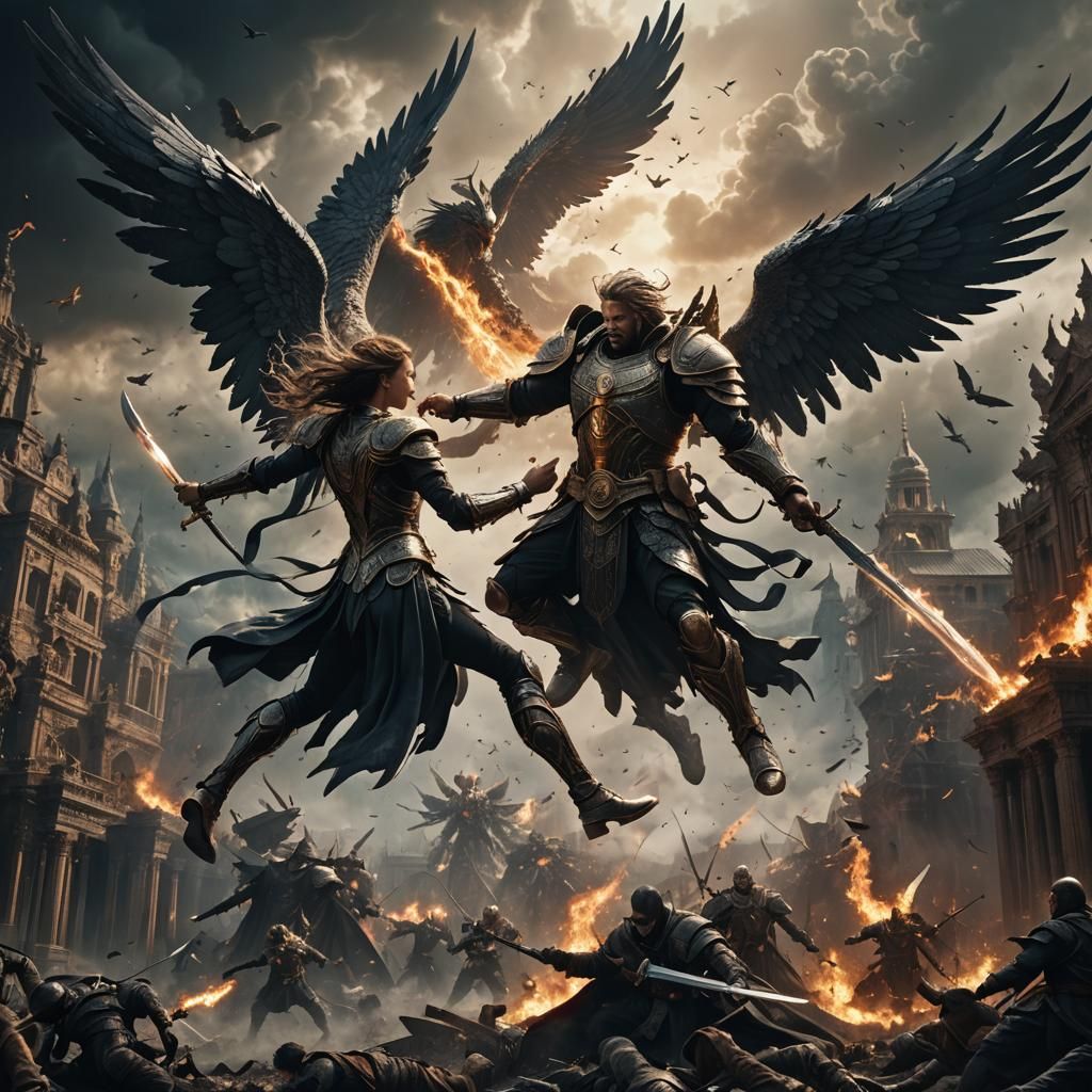 Epic Angel vs. Evil Battle: Digital Matte Painting