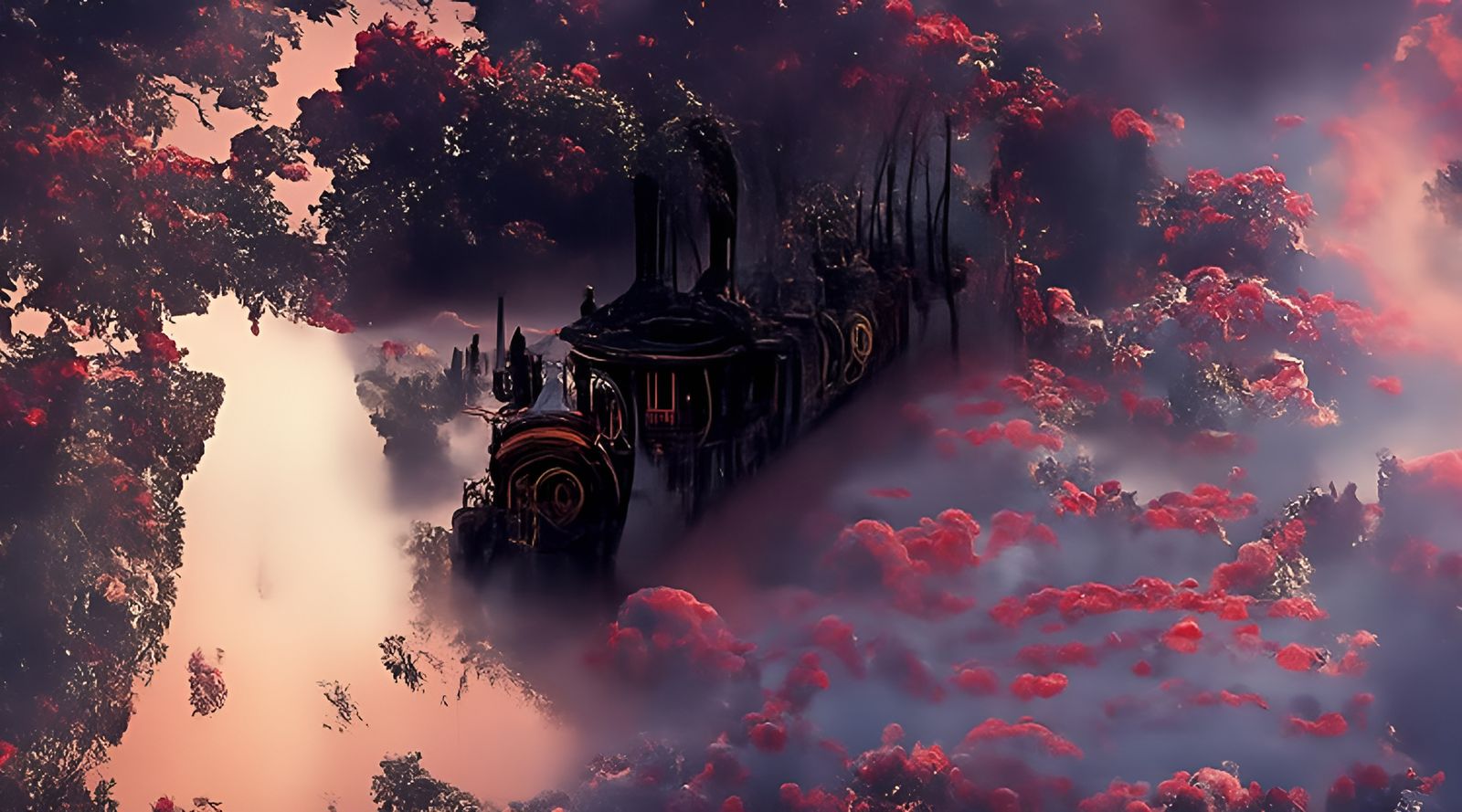 Wonderland Train Ride Through Hellscape, Digital Matte Paint...