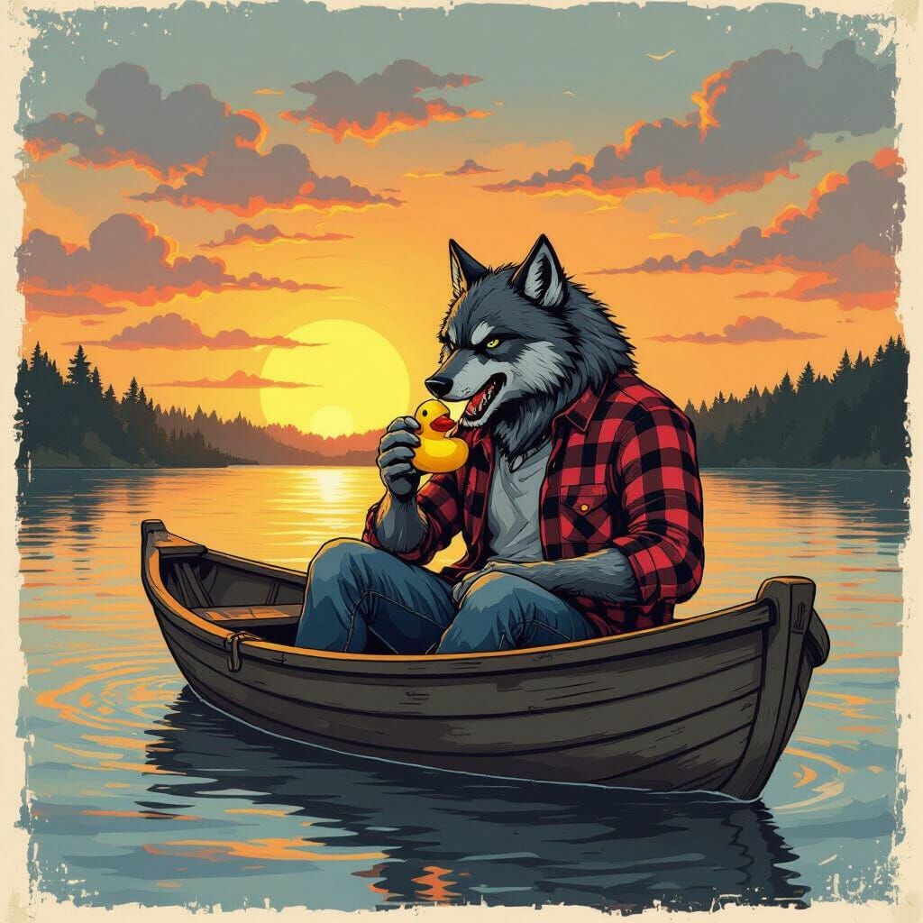 Werewolf's Lakeside Snack: A Comic Book Scene