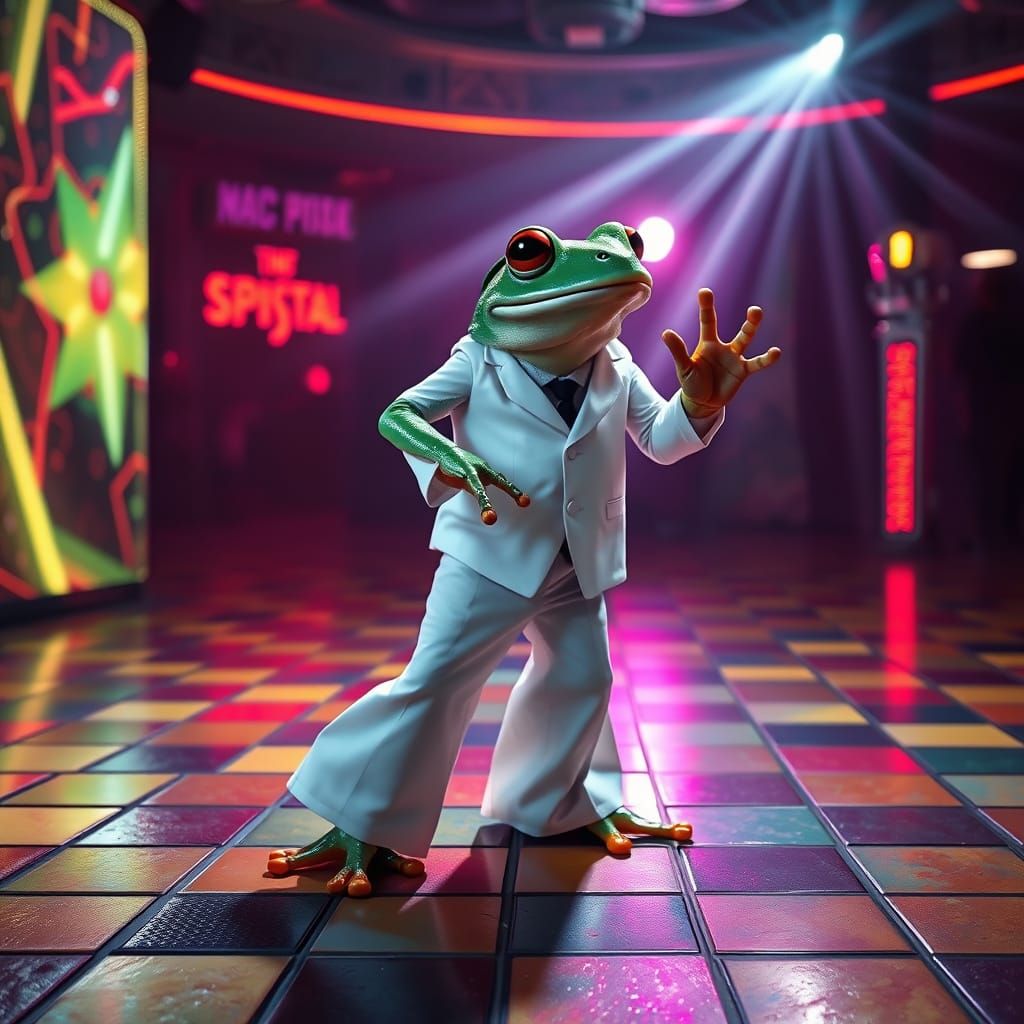 Groovy Disco Frog in Polyester Leisure Suit