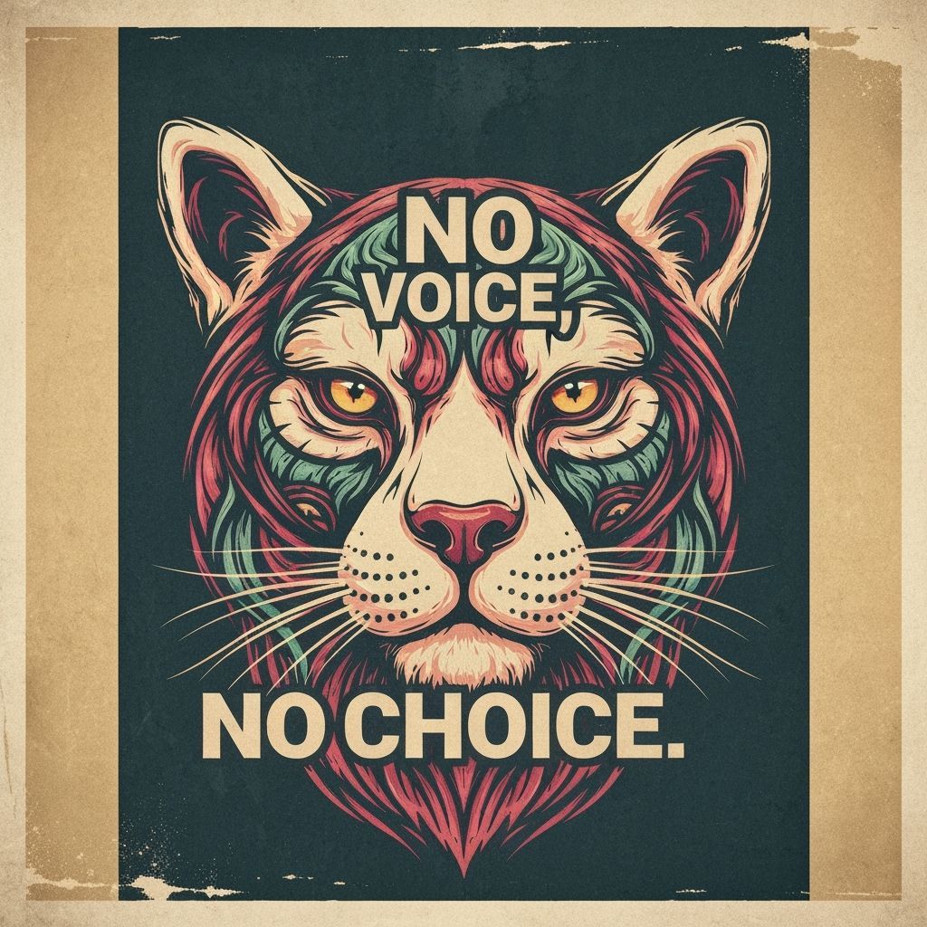 Retro Activist Poster: Animal Face & 'No Voice, No Choice'
