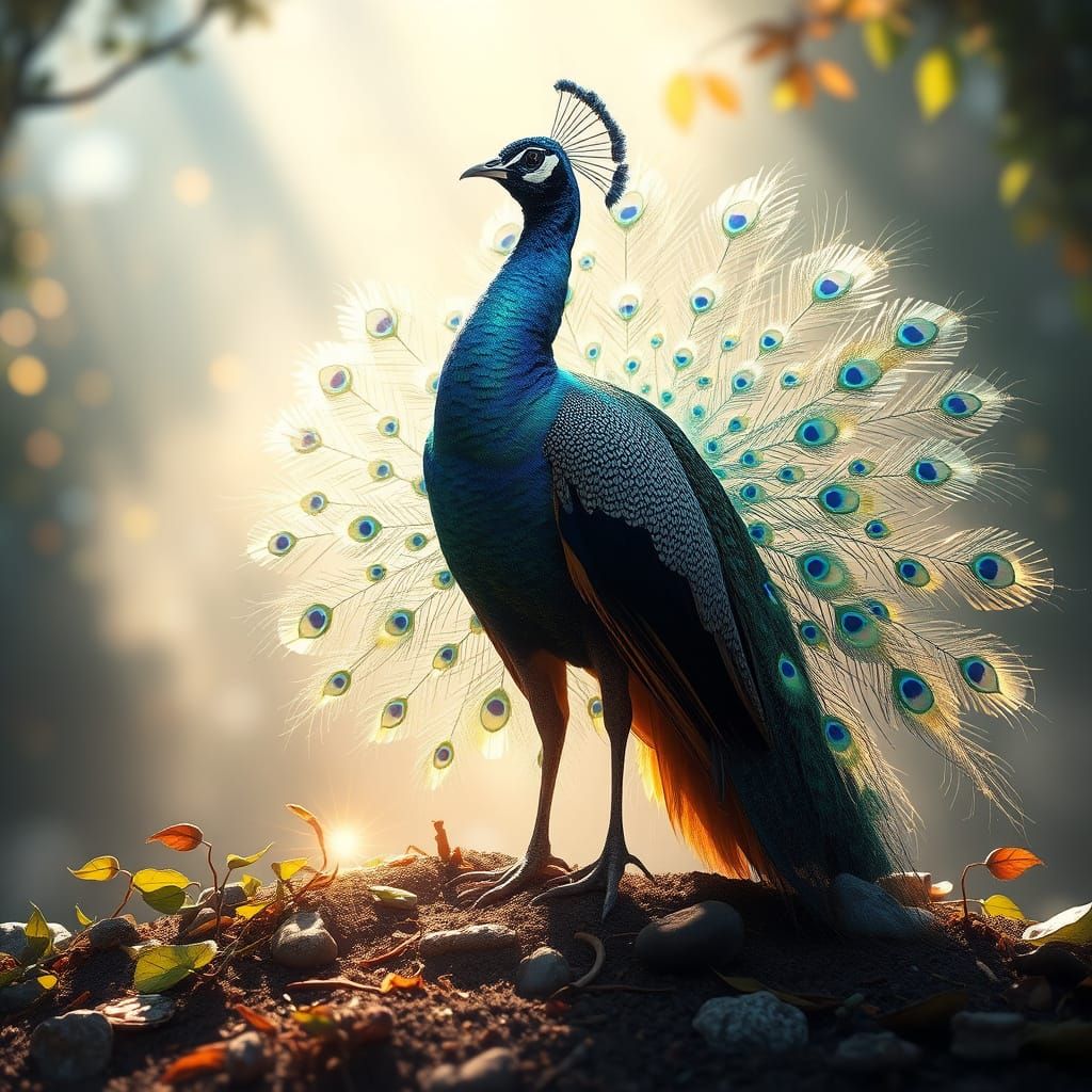 Majestic Peacock in Iridescent Plumage