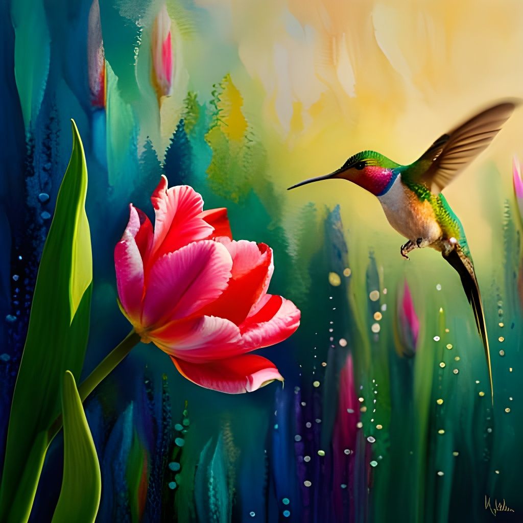 Intricate Tulip and Hummingbird Album Art