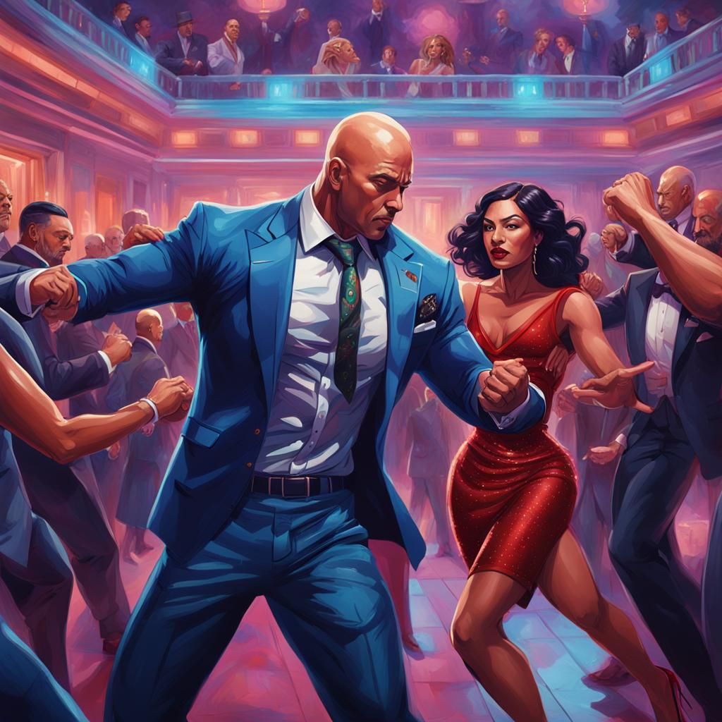 Nightclub Fight Scene in Hyperrealistic Splash Art