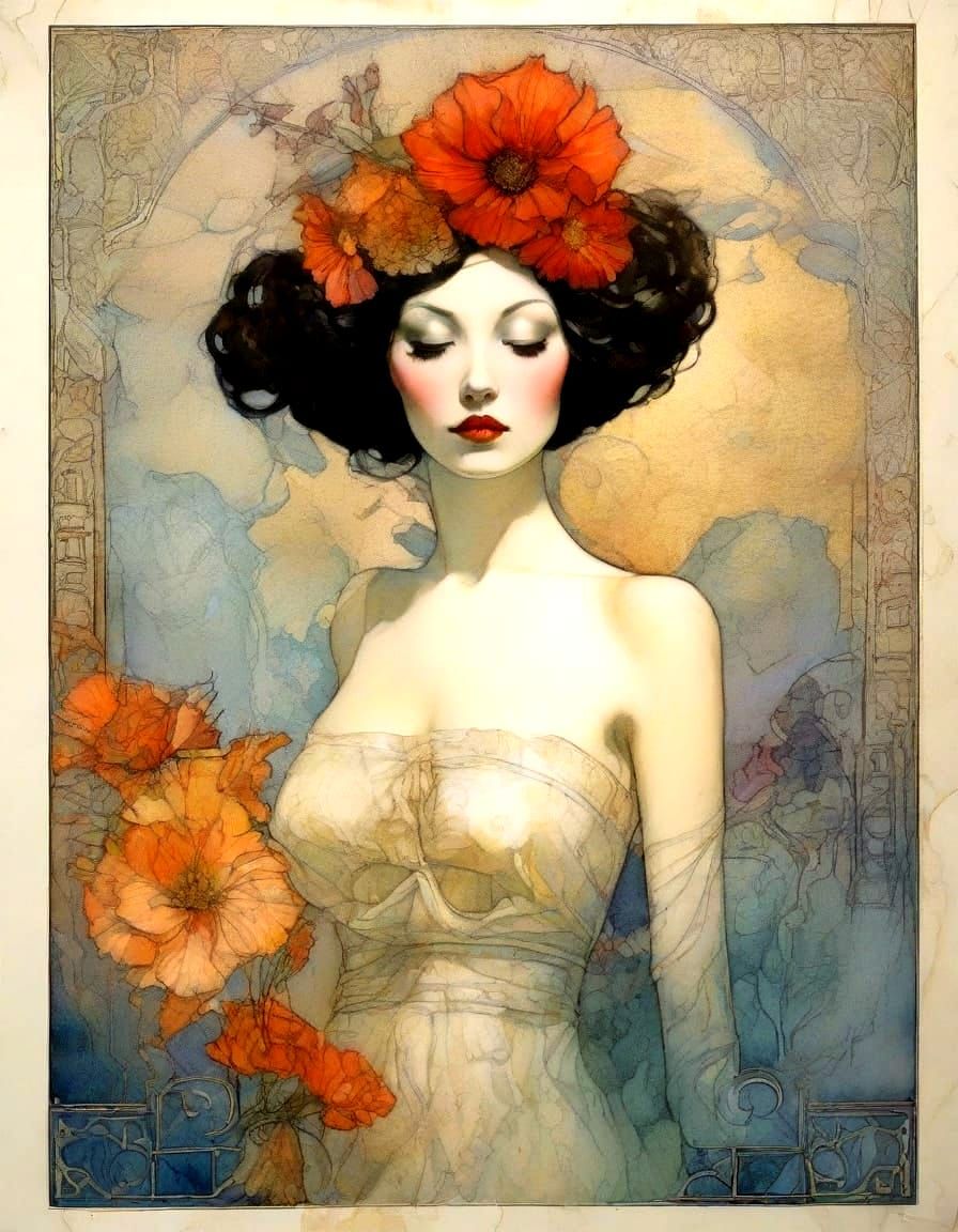 with an emphasis on randomness, a contemporary watercolor pa...