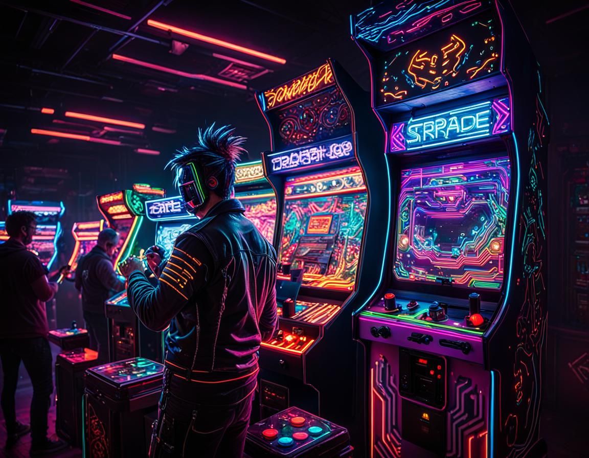 Neon Arcade Adventure: A Flashback to the 1980s