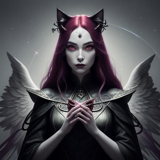 Fierce Feline Angel Warriors in Dark Fantasy Style