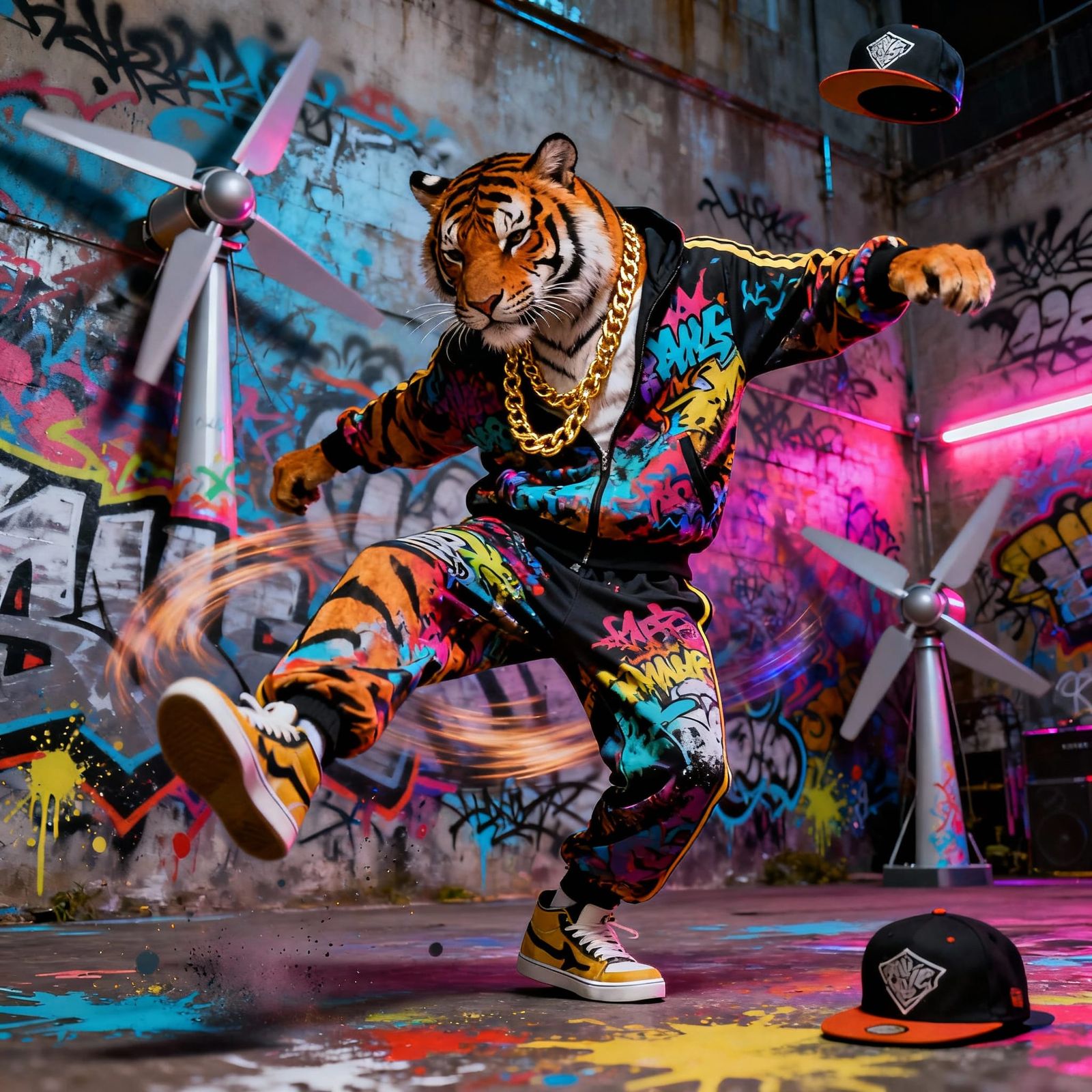 Hip Hop Tiger Breakdancing with Flair