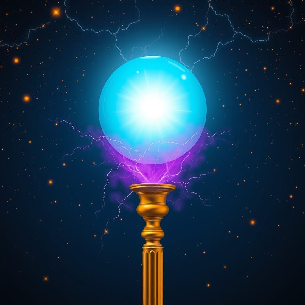 Shimmering Turquoise Orb with Constellations