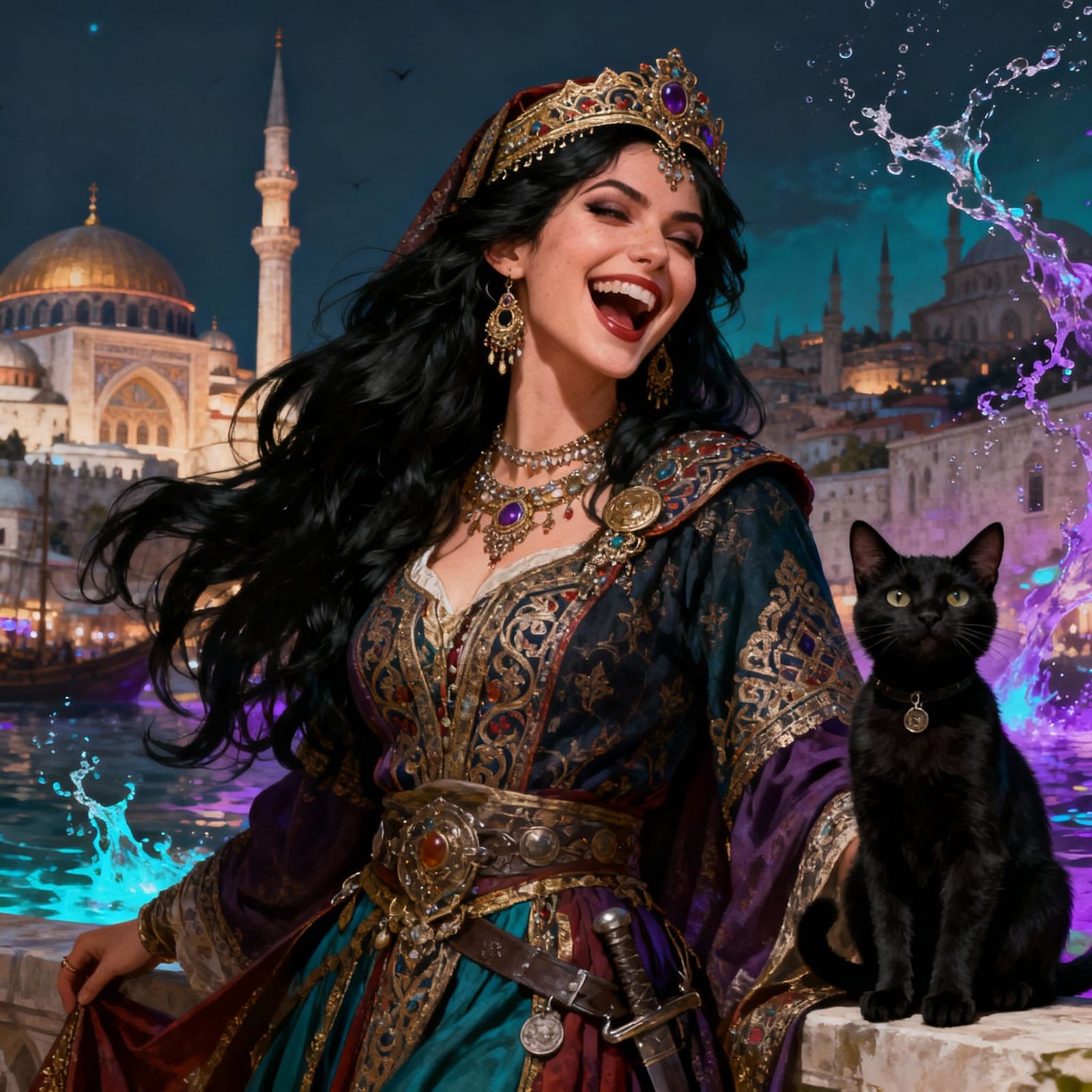 Byzantine Princess and Black Cat in Constantinople