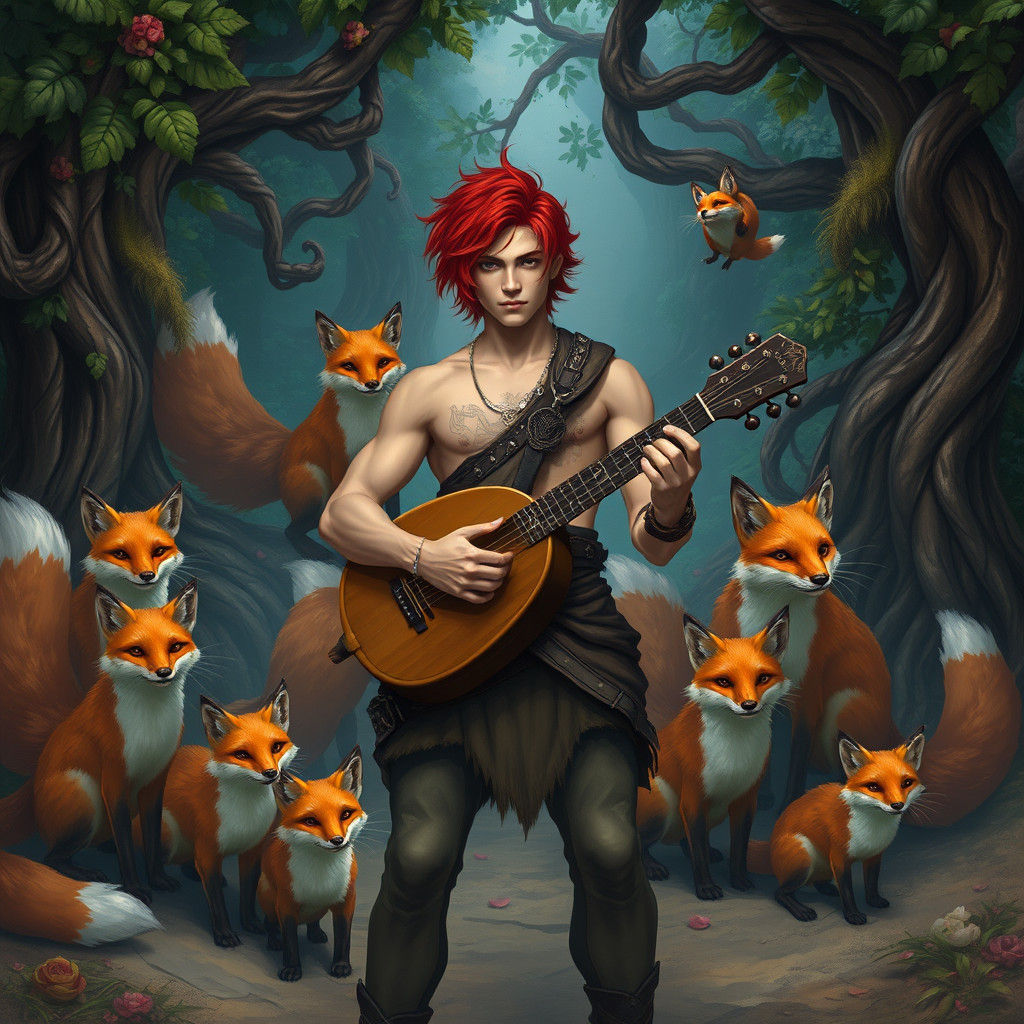 Fox God in Dreamlike Landscape, High-Fantasy Style