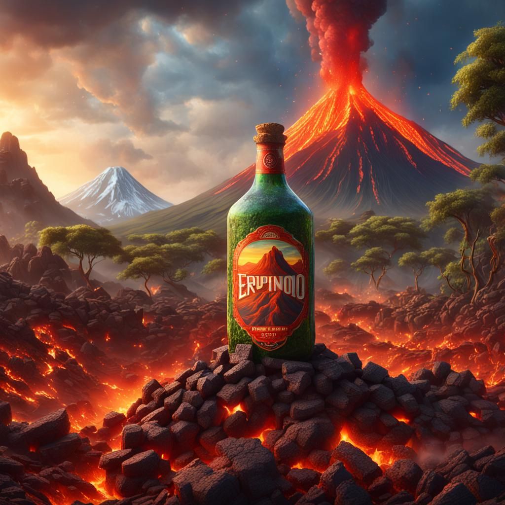 Volcano Blocked by Cork in Detailed Matte Painting