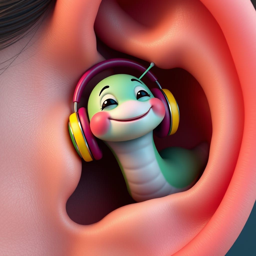 Joyful Worm in Hyper-Realistic Ear