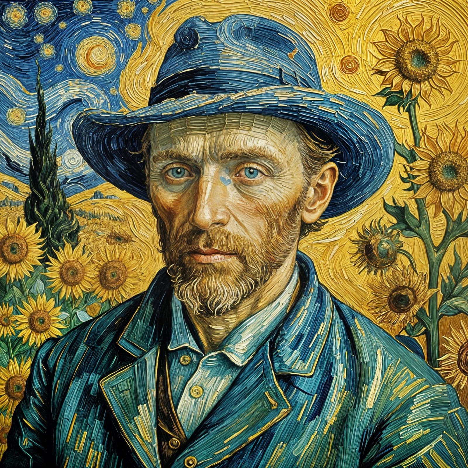 A Harmonious Blend of Van Gogh and Leonardo's Realistic Styl...