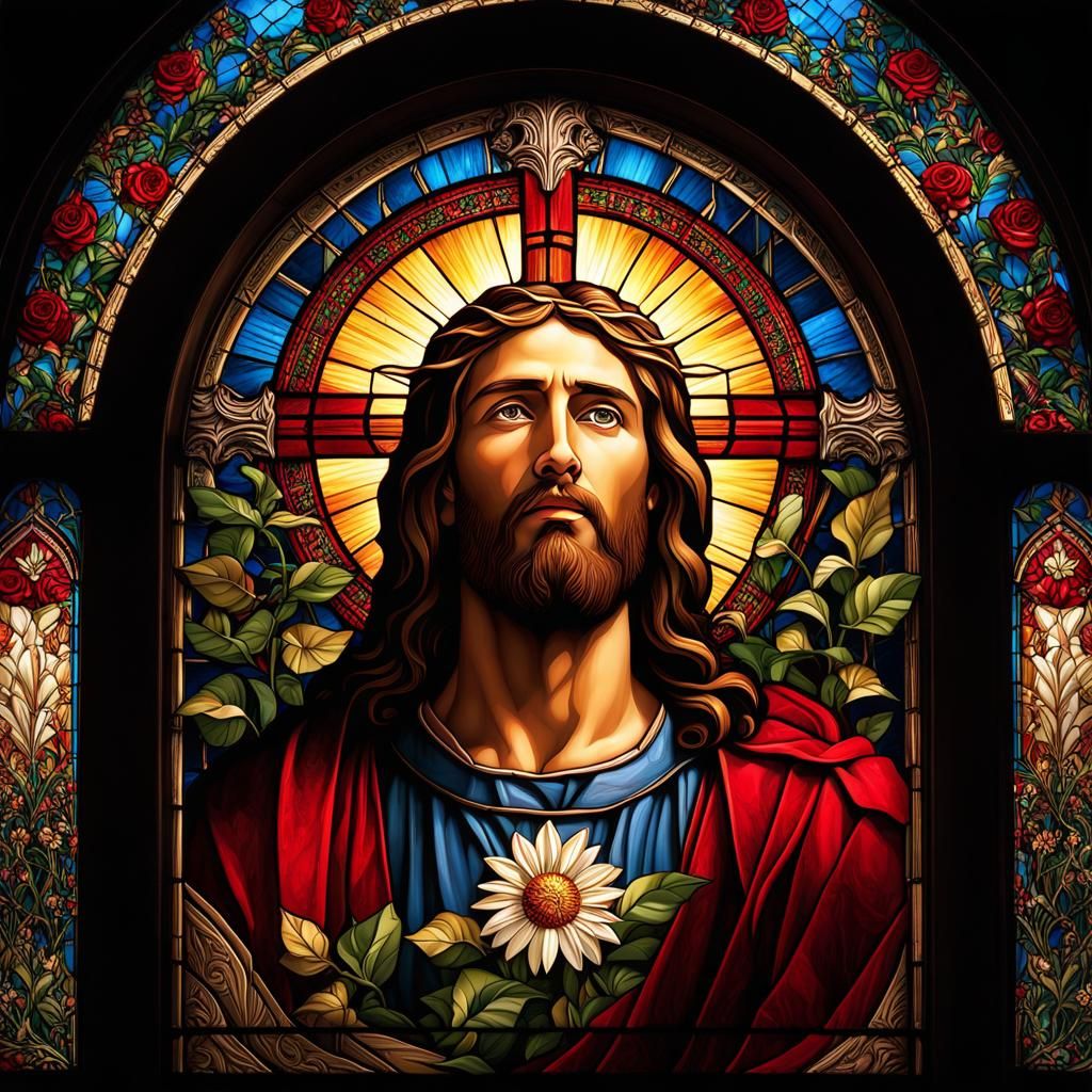 stained glass Jesus