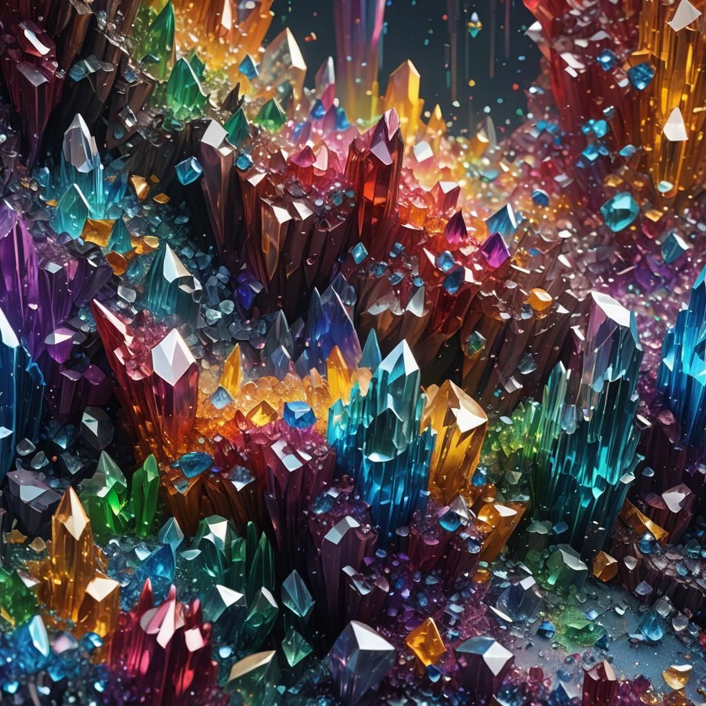 Rainbow Crystals in Detailed Matte Painting