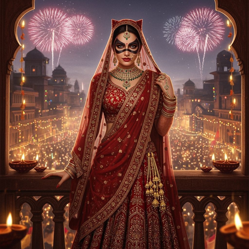 Catwoman as Indian Bride in Diwali Celebration