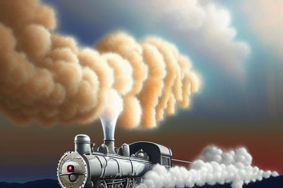 Fantastical Steam Train Engine in Airbrush Art
